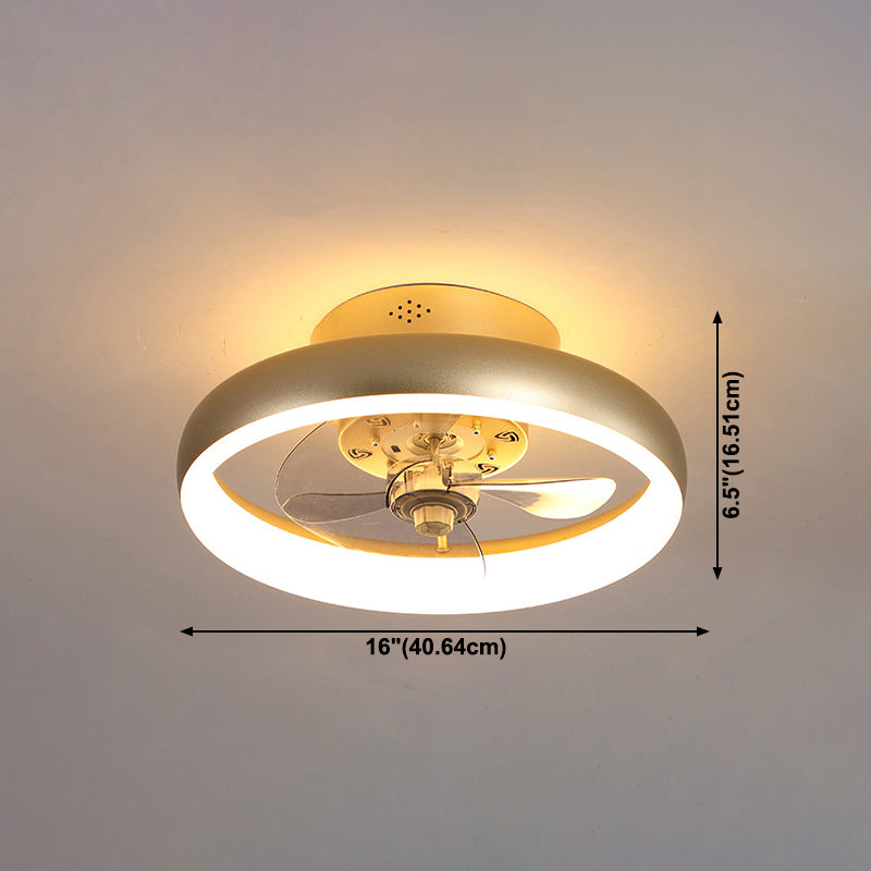 Circle Metal Ceiling Fan Lamp Modern Style LED Ceiling Light Fixture for Bedroom