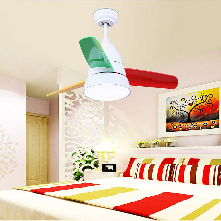 Conical LED Ceiling Fan Lamp Nordic Metal Bedroom Semi Flush Mount Ceiling Light