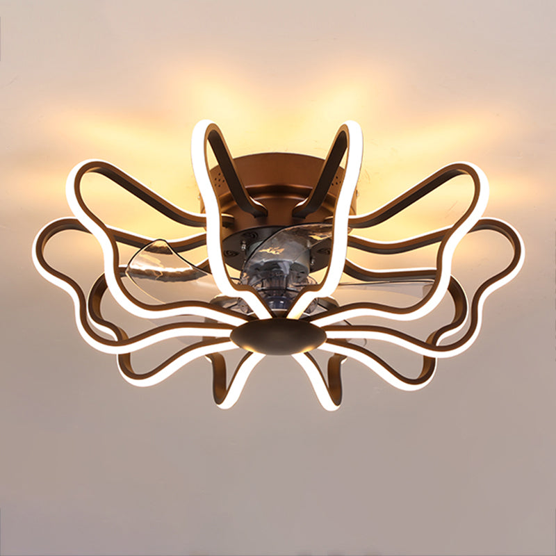 Metal Ceiling Fan Lamp Simplicity Style LED Ceiling Lighting for Bedroom