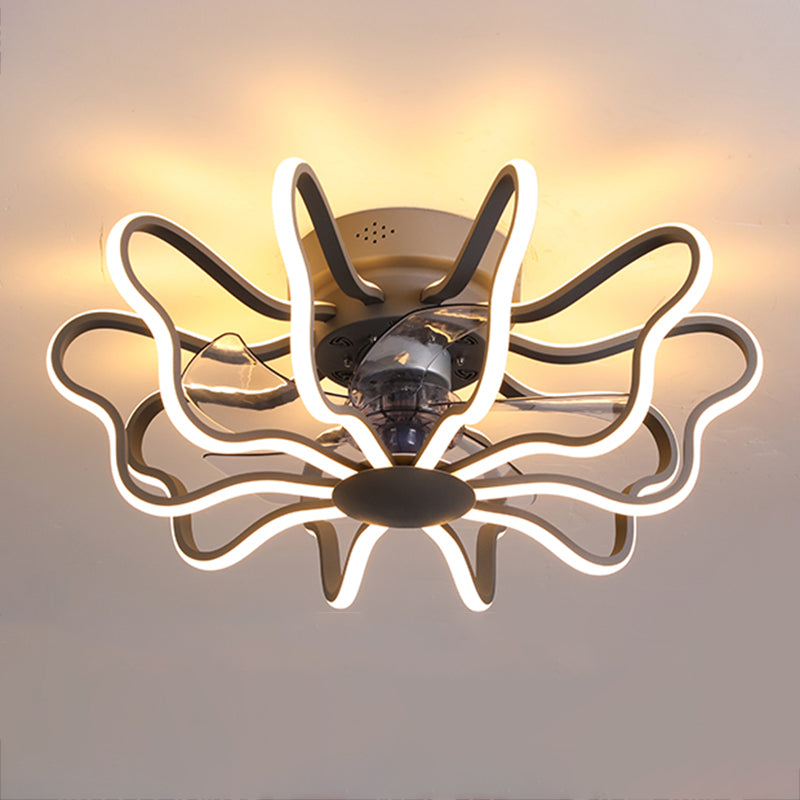 Metal Ceiling Fan Lamp Simplicity Style LED Ceiling Lighting for Bedroom