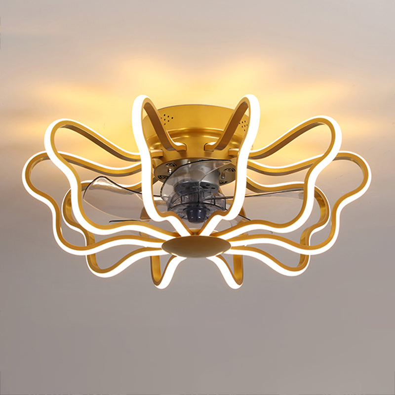 Metal Ceiling Fan Lamp Simplicity Style LED Ceiling Lighting for Bedroom