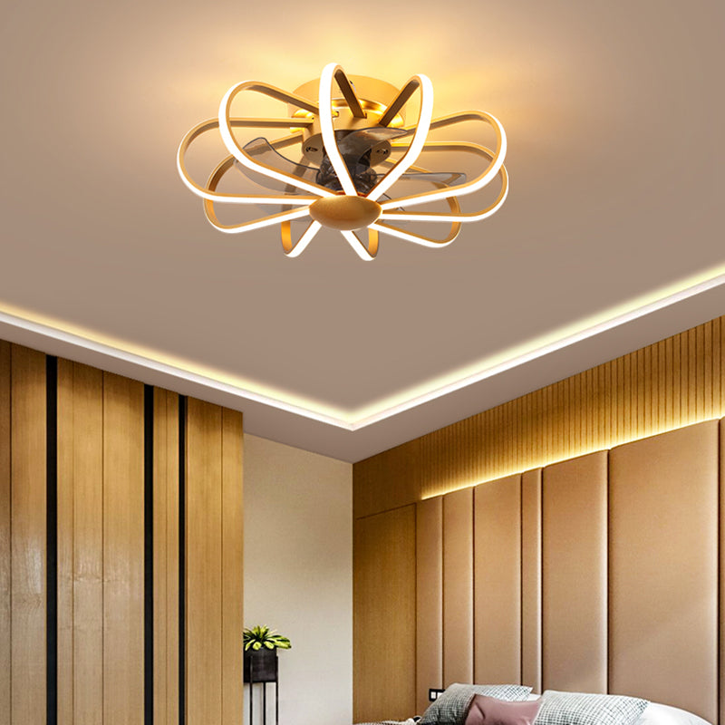 Metal Ceiling Fan Lamp Simplicity Style LED Ceiling Lighting for Bedroom