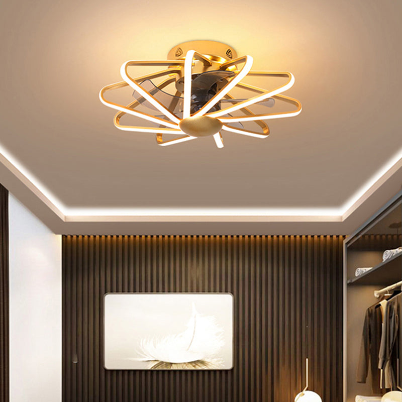 Metal Ceiling Fan Lamp Simplicity Style LED Ceiling Lighting for Bedroom