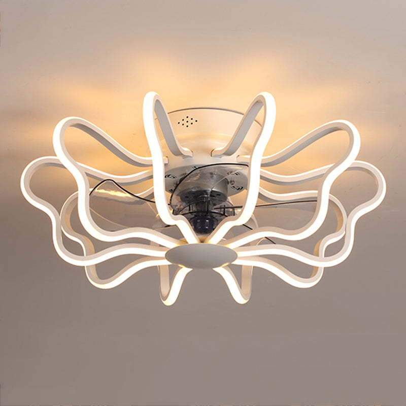 Metal Ceiling Fan Lamp Simplicity Style LED Ceiling Lighting for Bedroom