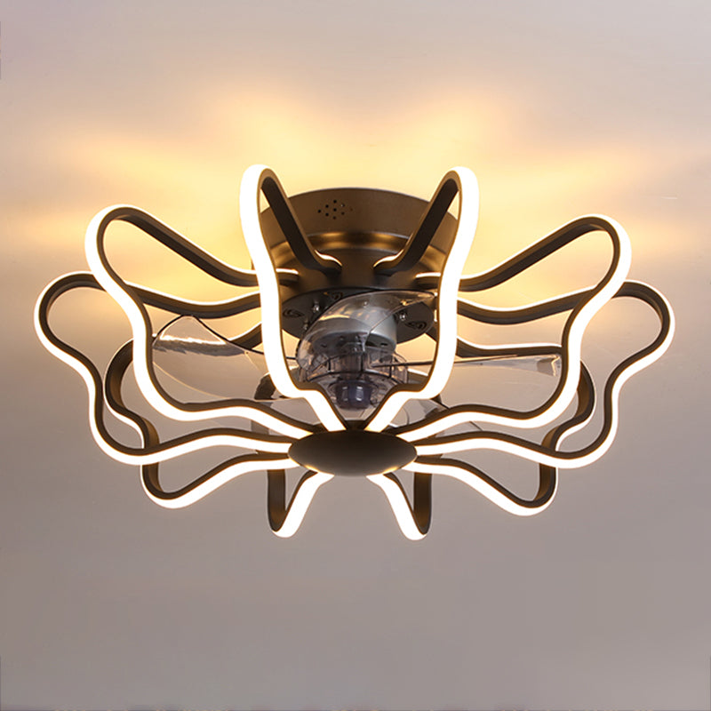 Metal Ceiling Fan Lamp Simplicity Style LED Ceiling Lighting for Bedroom