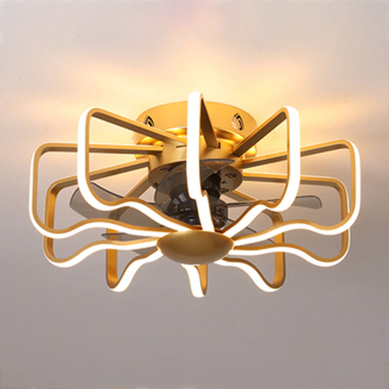 Metal Ceiling Fan Lamp Simplicity Style LED Ceiling Lighting for Bedroom