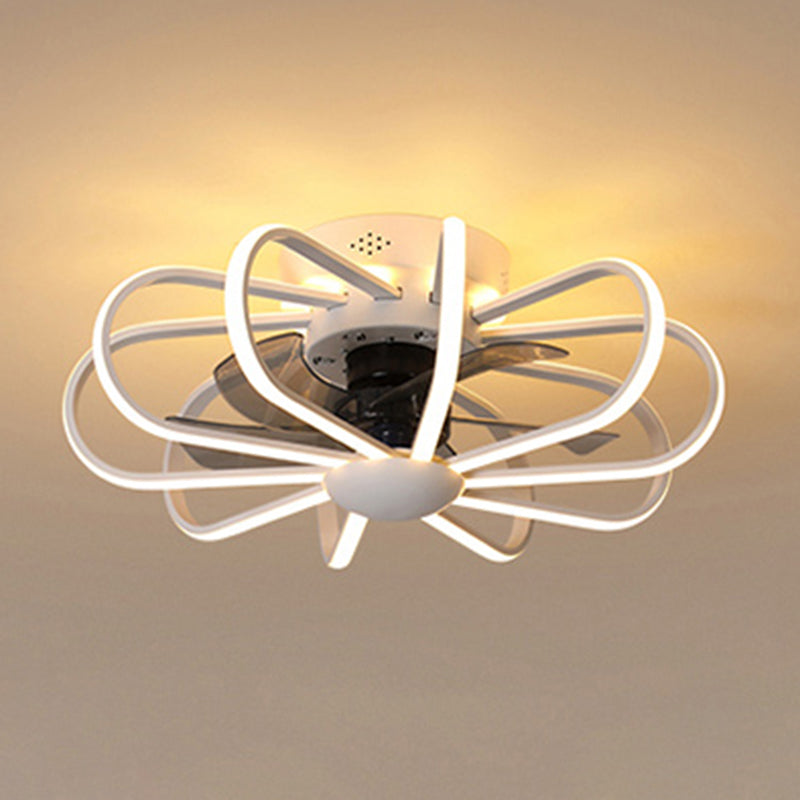 Metal Ceiling Fan Lamp Simplicity Style LED Ceiling Lighting for Bedroom