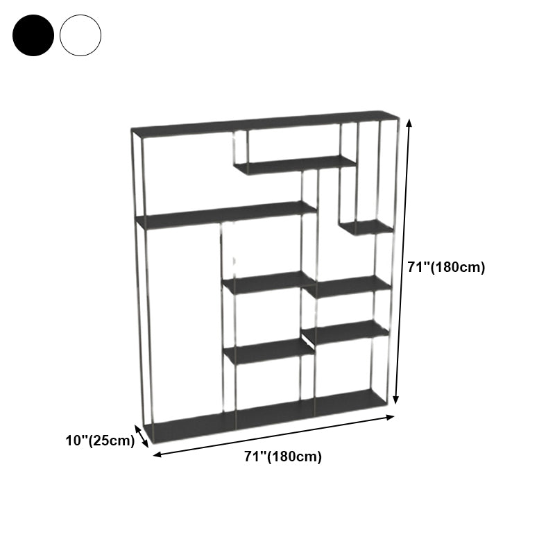 Libreria per scaffali aperti in stile moderno con scaffale rettangolare in metallo