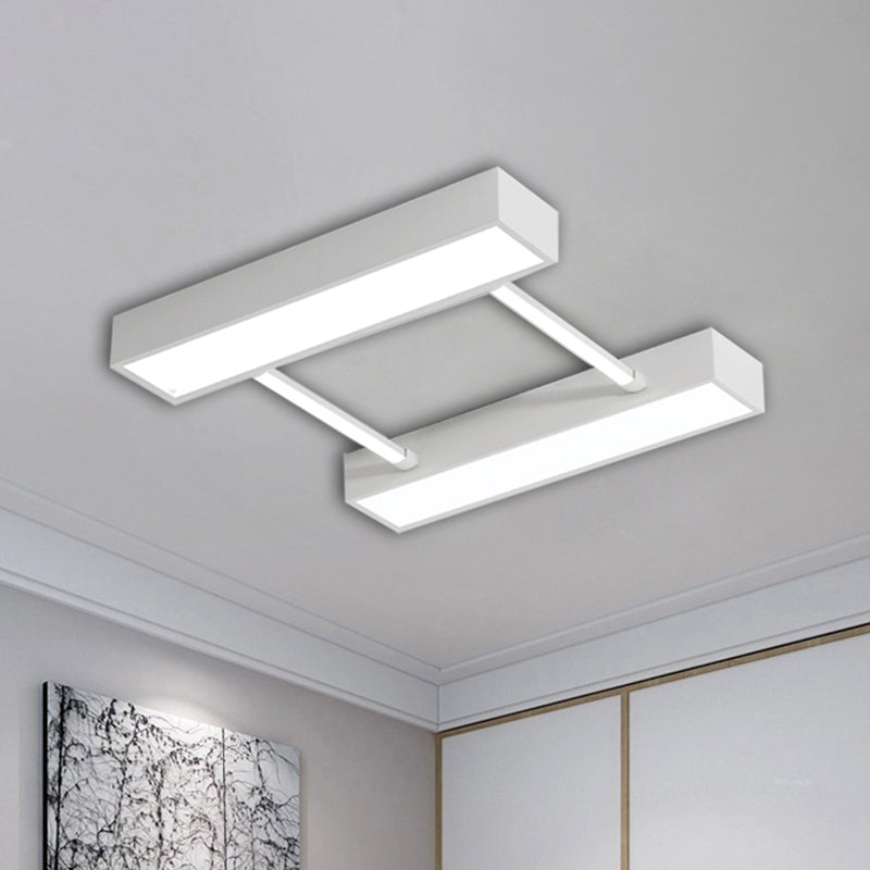 Parallel Cuboid Flush Mount Nordic Metal White/Black Integrated LED Ceiling Fixture for Bedroom in Warm/White, 16"/19.5"/23.5" W