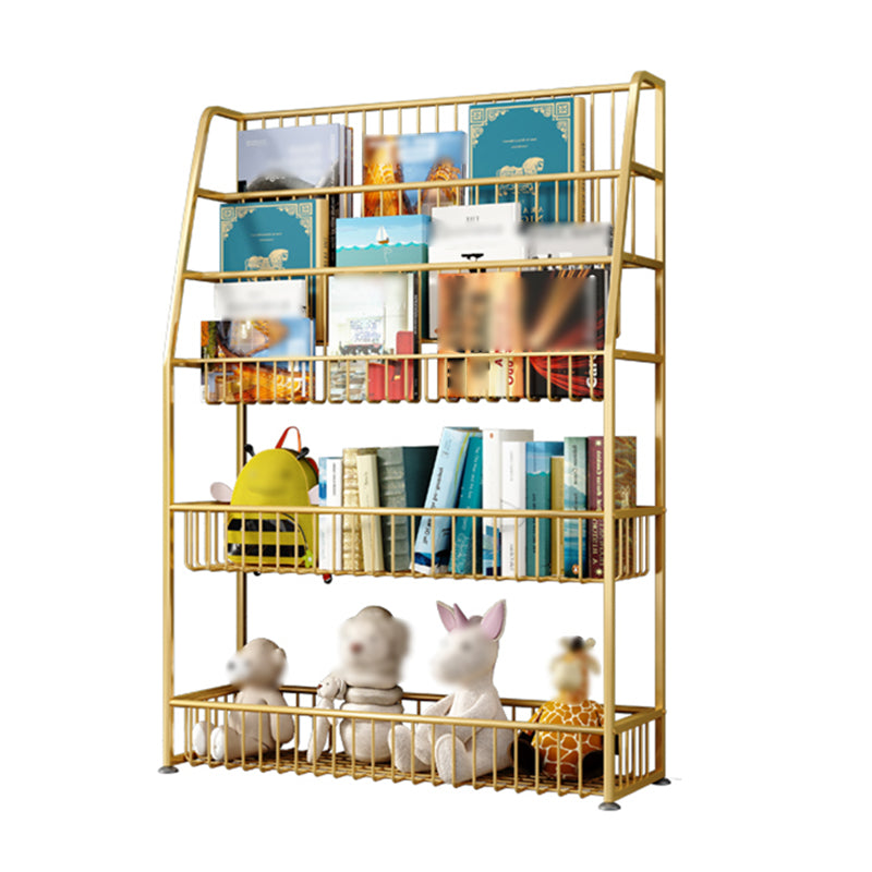 Modern Style Metal Bookshelf Ladder Open Shelf Bookcase for Study Room