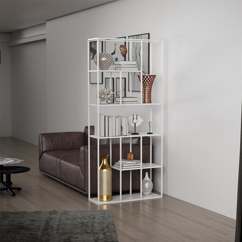 Minimalistische open metalen etagere boekenkast met rechthoekige planken boekenkast