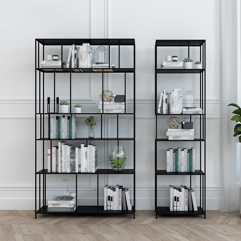 Open Metal Bookcase Modern Book Shelf with Rectangular Shelves