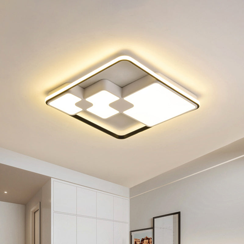 Squared Ceiling Flush Mount Nordic Style Acrylic LED White Ceiling Lighting in Warm/White Lighting, 18"/23.5" Width