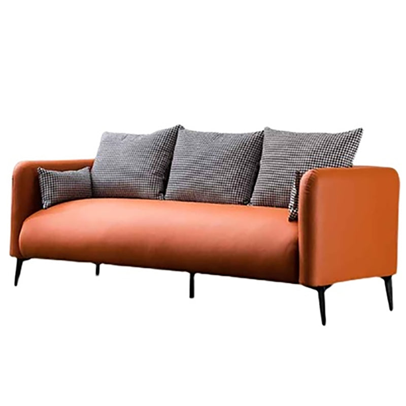 Sofá moderno de 3 plazas con almohadas de piso de hoja de espalda y brazo superior de almohada