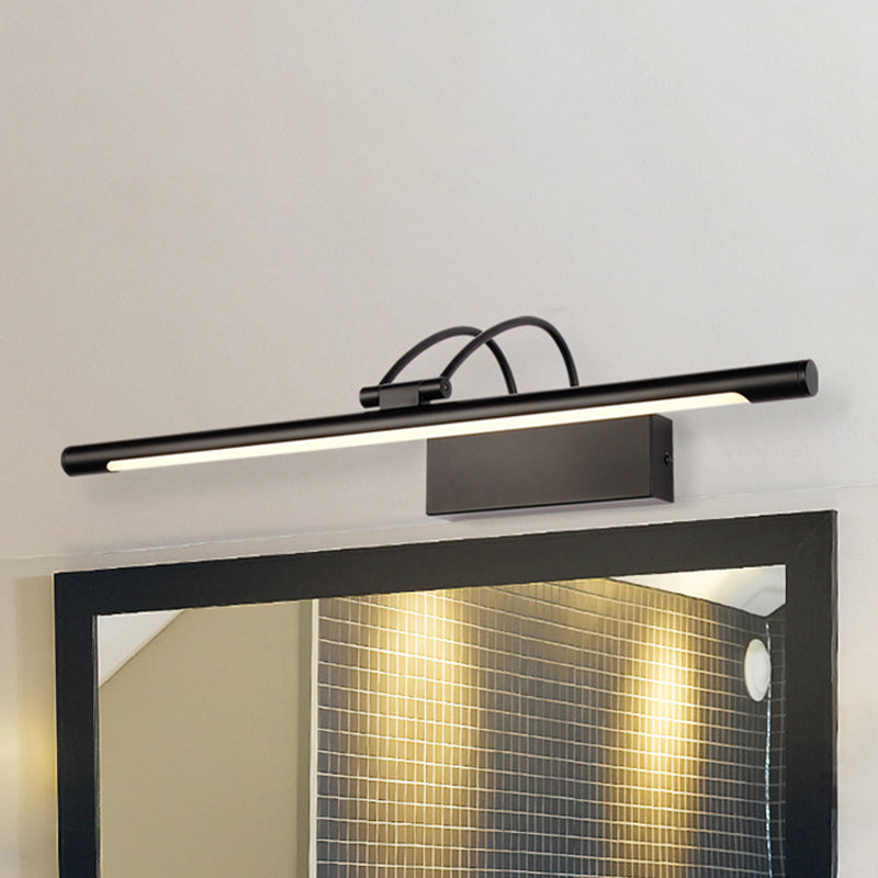 Tubular Wall Light Modern Style Metal LED Black Finish Vanity Sconce Light in Warm/White Light, 18"/21.5" W