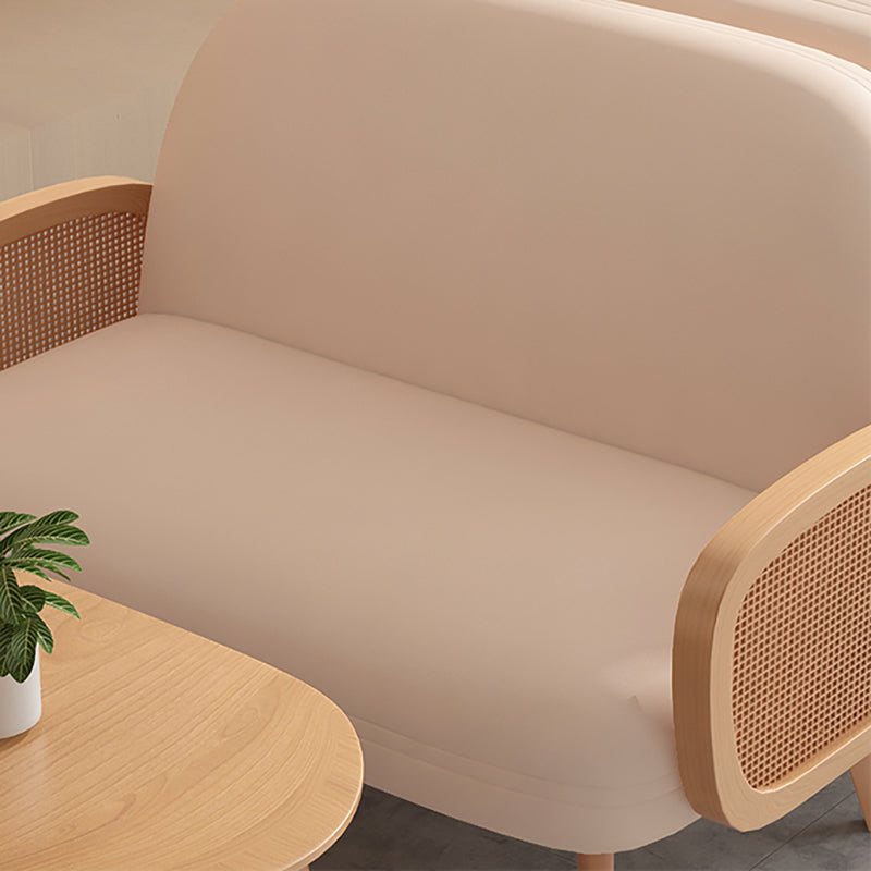 Beige skandinavischem Quadrat Tuftted -Sofa mit 4 Holzbeinen für die Wohnung