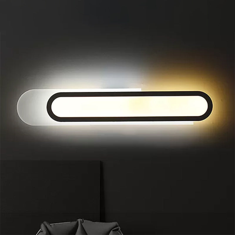 Luz de tocador de baño LED con tono acrílico oblongo apliques de pared blanca en luz cálida/blanca, 12 "/18"/20 "de ancho