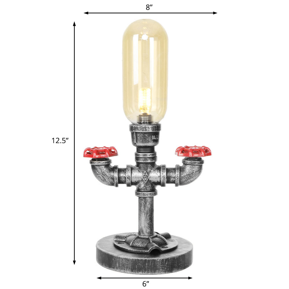 Capsule Shade Clear/Amber Glass Table Light Industrial Style 1/3-Light Living Room Desk Lamp with Base