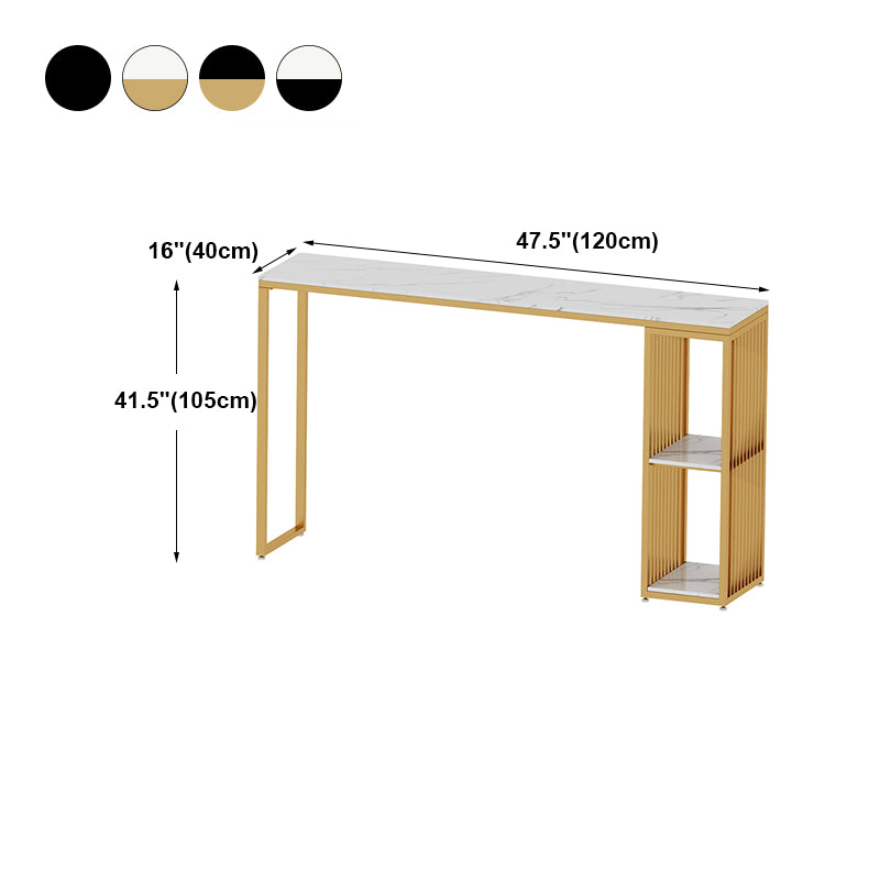 Marble Bar Table with Rectangle Table Top Double Pedestal Table with 41.3-inch Height