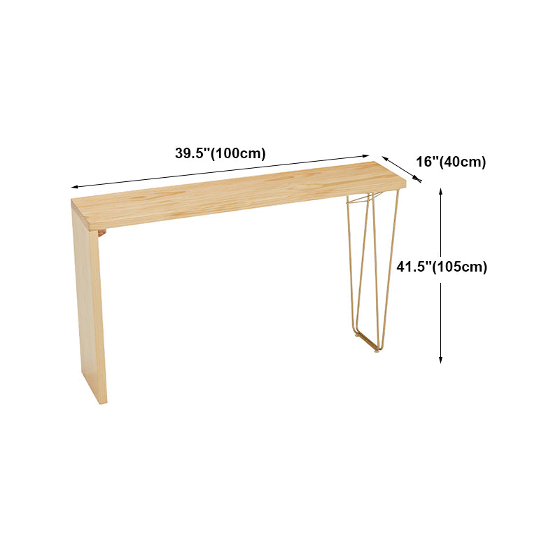 Natural Wood Counter Table with Rectangle Table Top Double Pedestal Table - 41.3" H