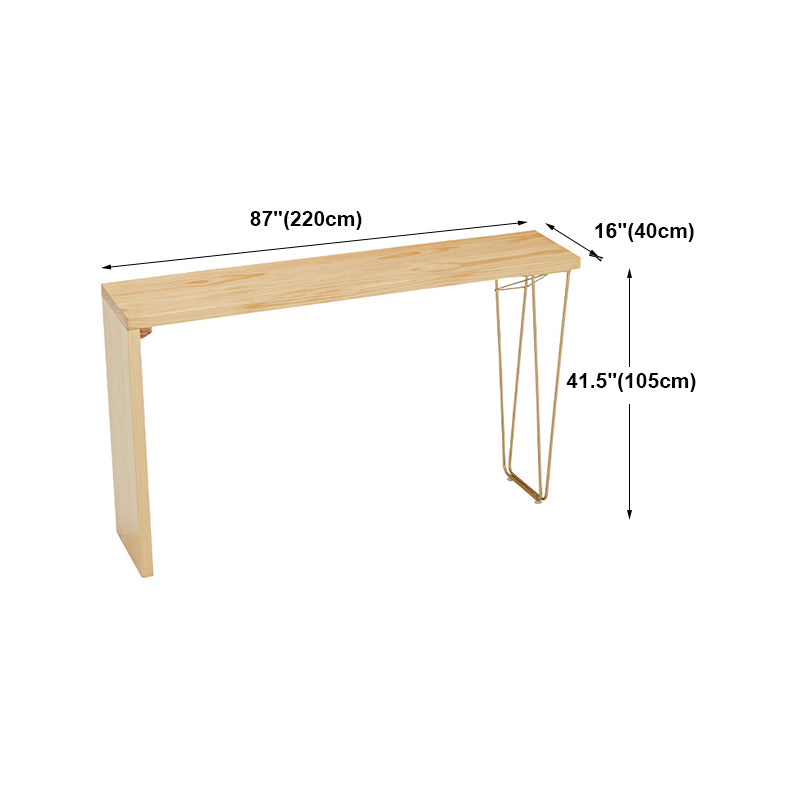 Natural Wood Counter Table with Rectangle Table Top Double Pedestal Table - 41.3" H