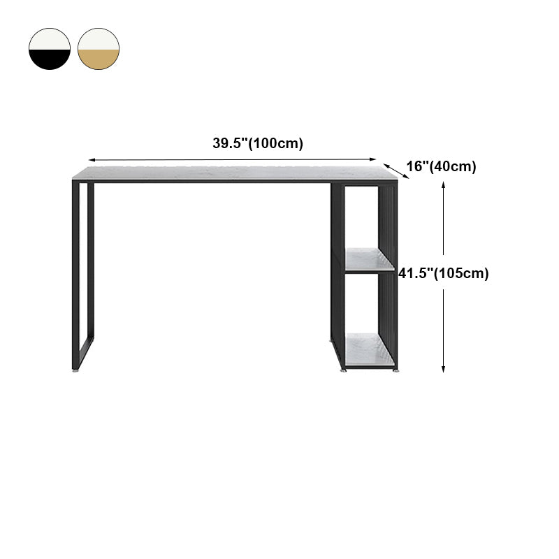 White Counter Table with Rectangle Table Top Double Pedestal Table - 41.3" H