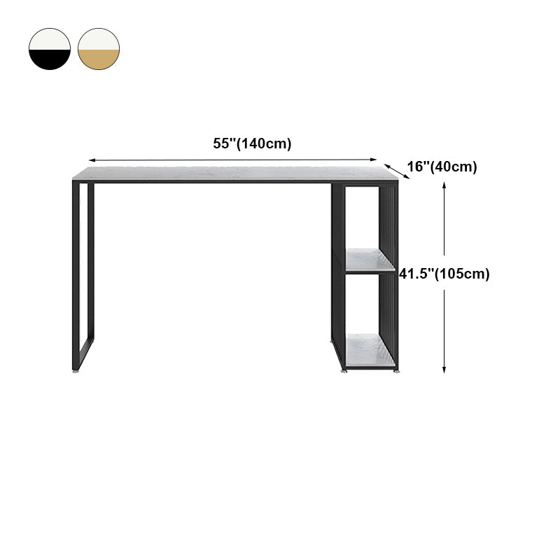 White Counter Table with Rectangle Table Top Double Pedestal Table - 41.3" H