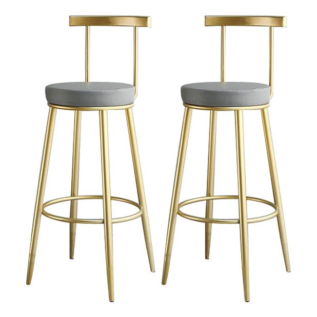 Glam Low Back Bar and Counter Stool Round Stool with 4 Gold Legs