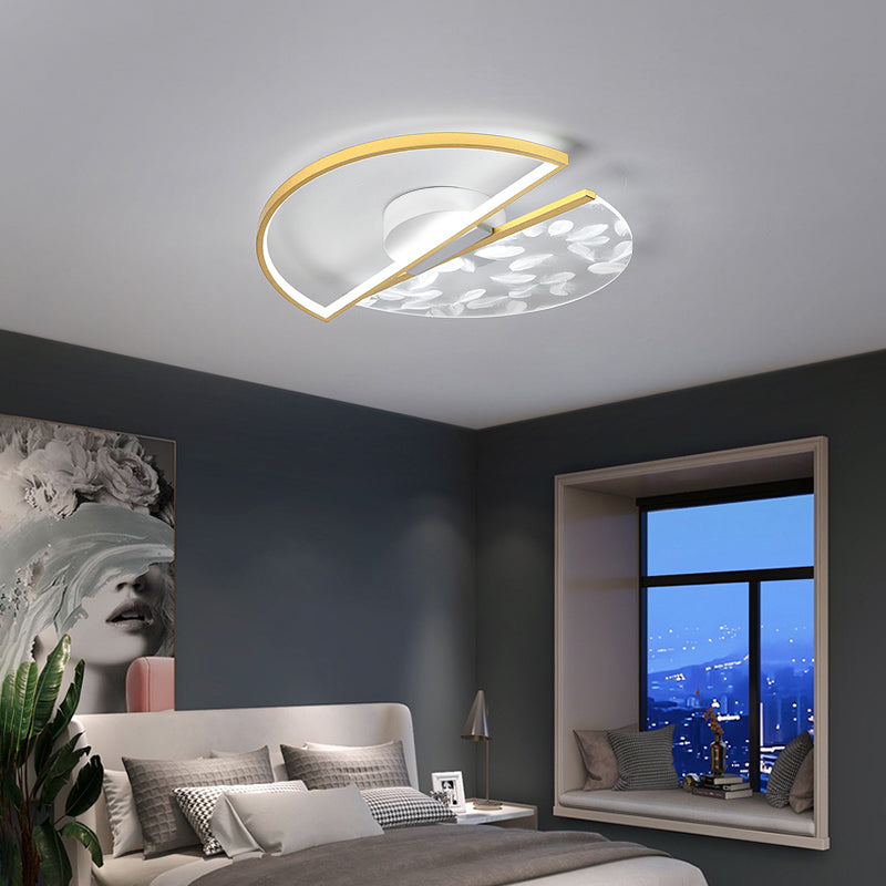 Rotonda Forma LED Piuma Soffitto Lampada Moderna Ferro 2 Luci Flush Montaggio per Studio