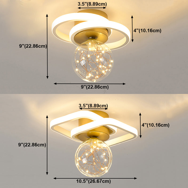 Ball Shape LED Ceiling Lamp Modern Iron 3 Lights Flush Mount for Living Room Corridor