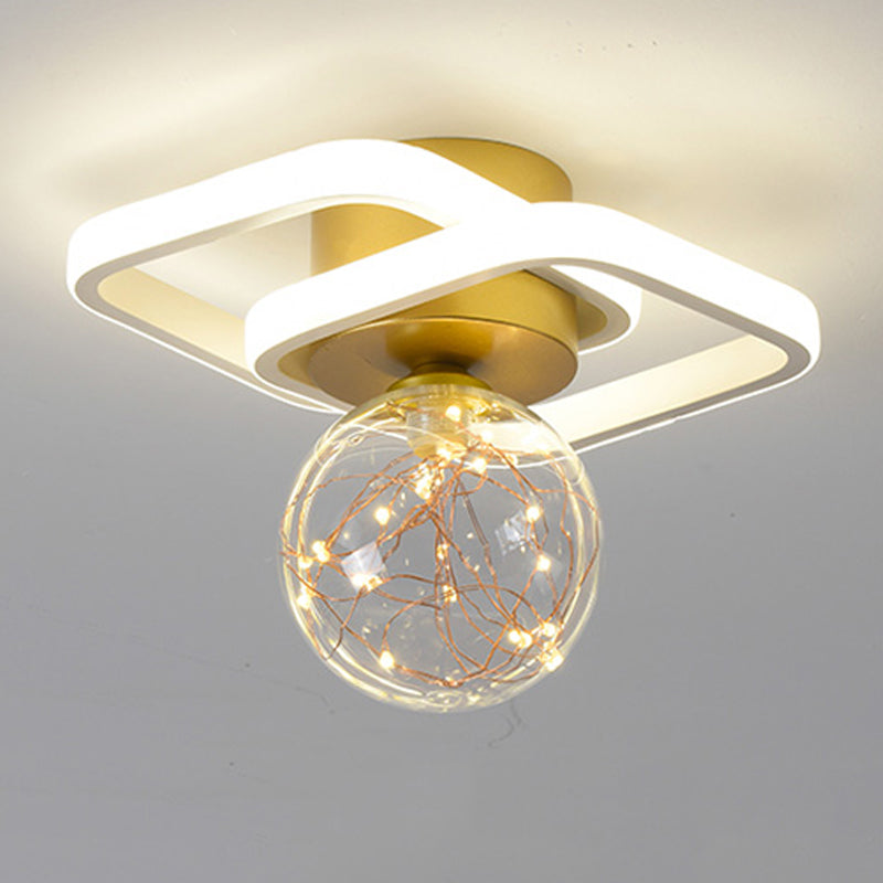 Plafonnier LED sphérique pour couloir de salon fer moderne trois lumières encastrées