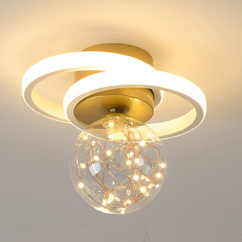 Ball Shape LED Ceiling Lamp Modern Iron 3 Lights Flush Mount for Living Room Corridor