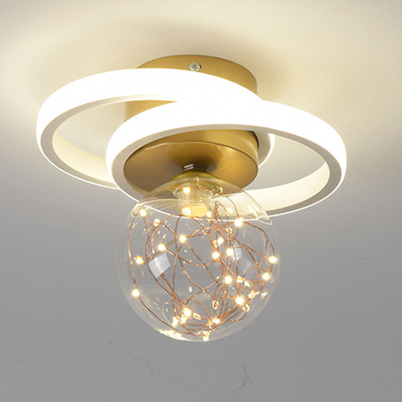 Ball Shape LED Ceiling Lamp Modern Iron 3 Lights Flush Mount for Living Room Corridor