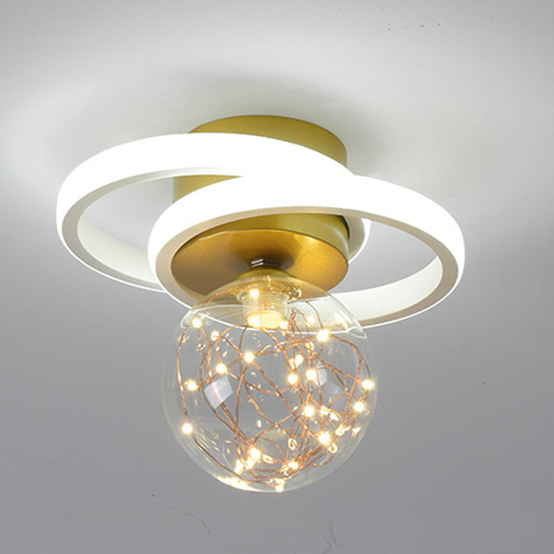 Plafonnier LED sphérique pour couloir de salon fer moderne trois lumières encastrées