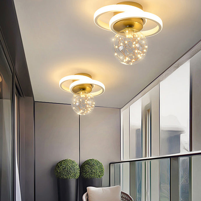 Ball Shape LED Ceiling Lamp Modern Iron 3 Lights Flush Mount for Living Room Corridor