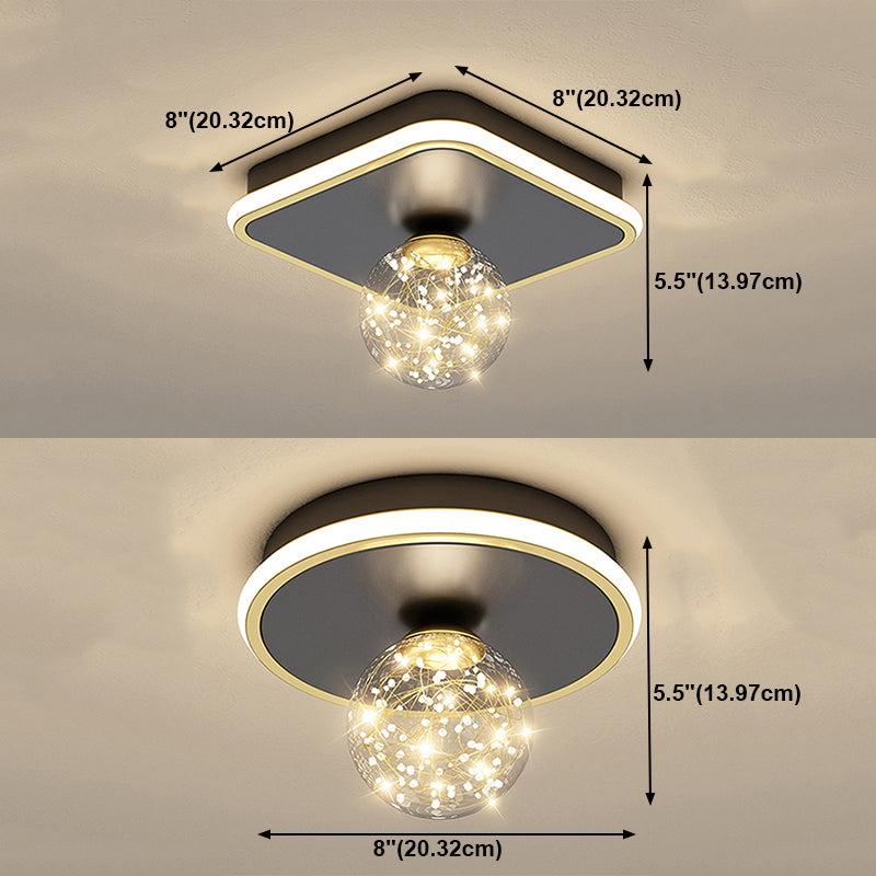 Ball Shape LED Ceiling Lamp Modern Iron 1 Light Flush Mount for Aisle Corridor