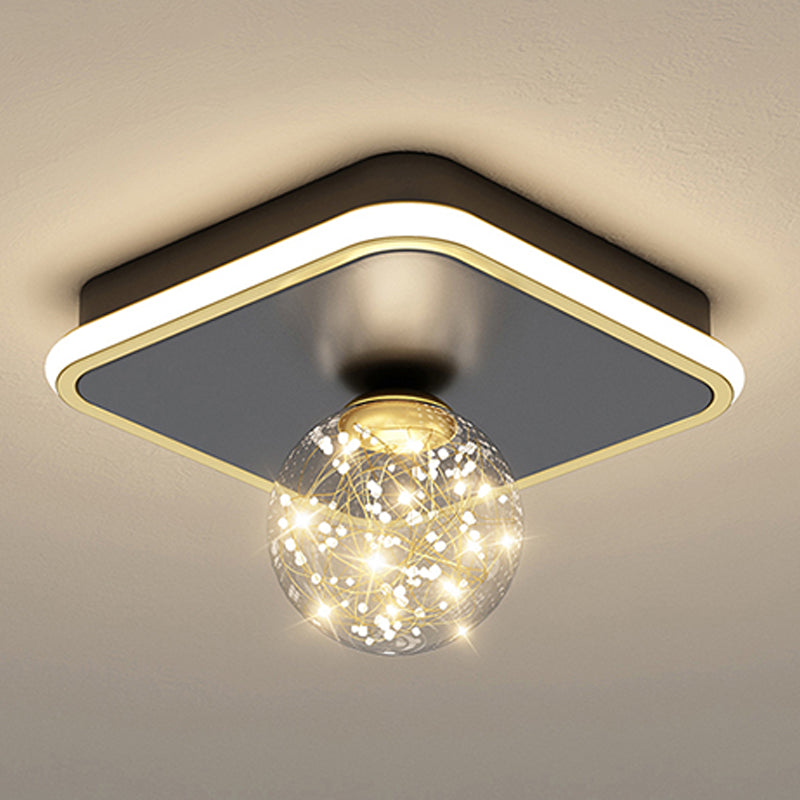 Plafonnier LED en forme de boule en fer moderne, 1 lumière, montage encastré pour couloir d'allée