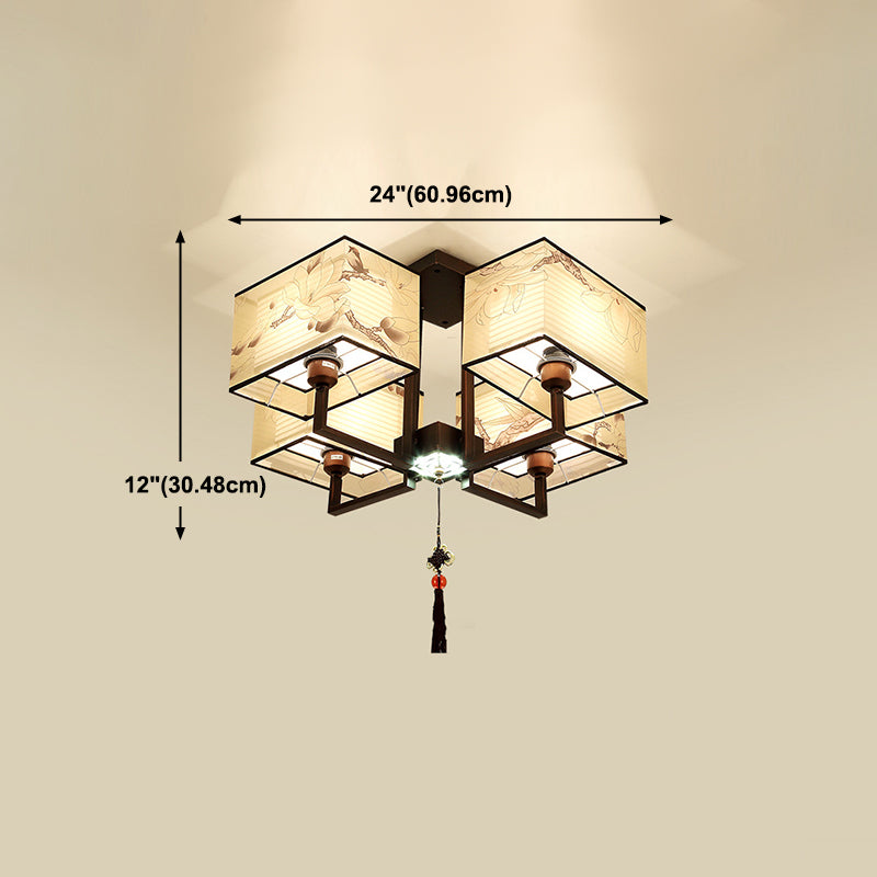 Plafond traditionnel des ébullition Oiseau et Fleur d'impression Matrice Salon Salle de vie Flush Mount Light