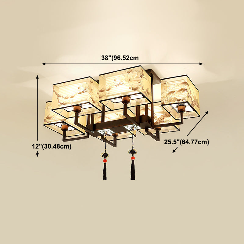 Plafond traditionnel des ébullition Oiseau et Fleur d'impression Matrice Salon Salle de vie Flush Mount Light