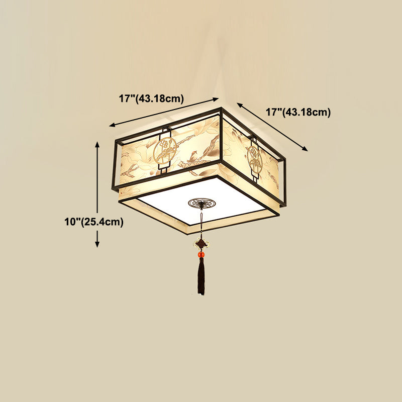 Plafond traditionnel des ébullition Oiseau et Fleur d'impression Matrice Salon Salle de vie Flush Mount Light