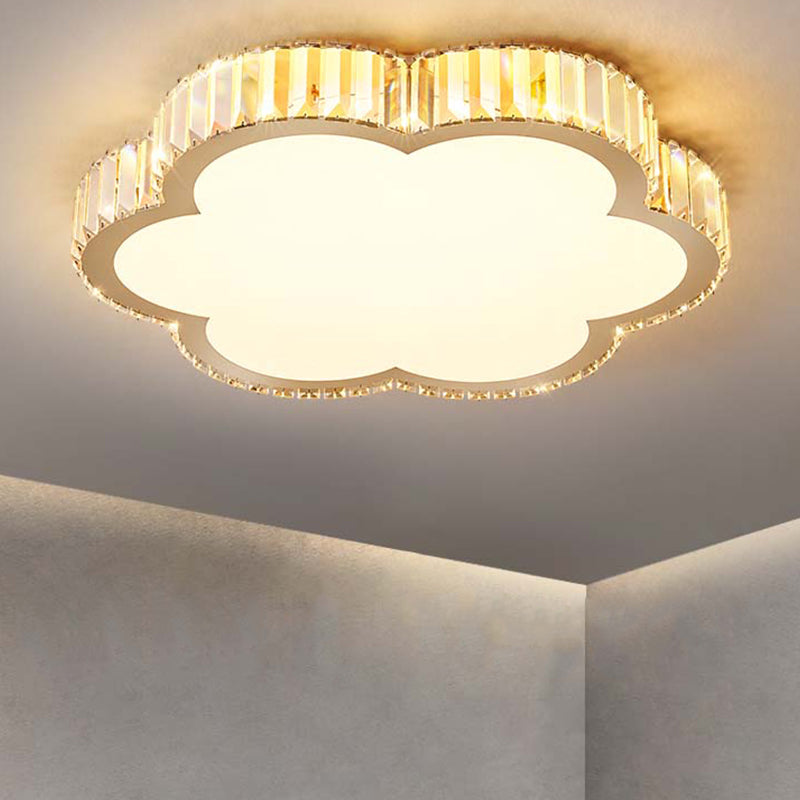 Plafonnier LED en cristal, luminaire de plafond minimaliste doré pour chambre à coucher