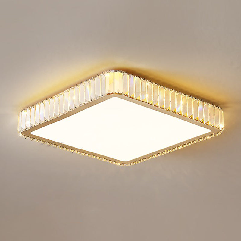 Plafonnier LED en cristal, luminaire de plafond minimaliste doré pour chambre à coucher