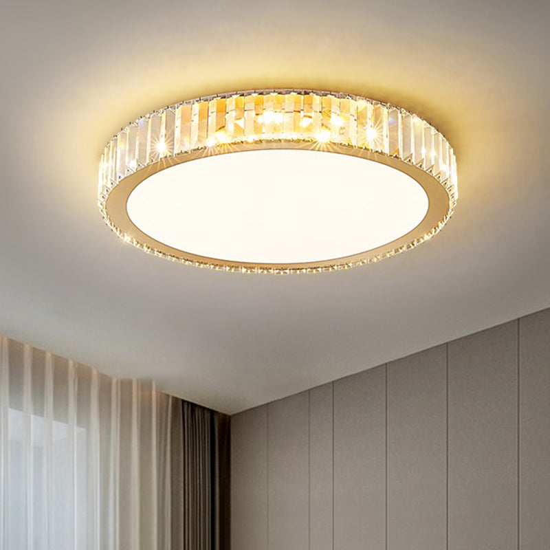 Plafonnier LED en cristal, luminaire de plafond minimaliste doré pour chambre à coucher