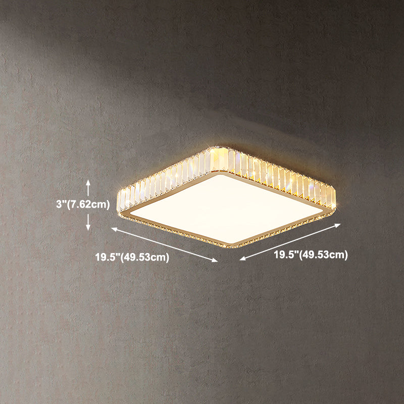 Plafonnier LED en cristal, luminaire de plafond minimaliste doré pour chambre à coucher