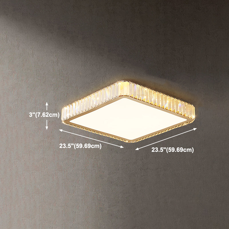 Plafonnier LED en cristal, luminaire de plafond minimaliste doré pour chambre à coucher