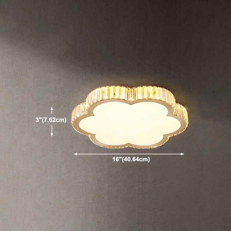 Crystal LED Flush Ceiling Light Minimalist Gold Bedroom Flush Light Fixture