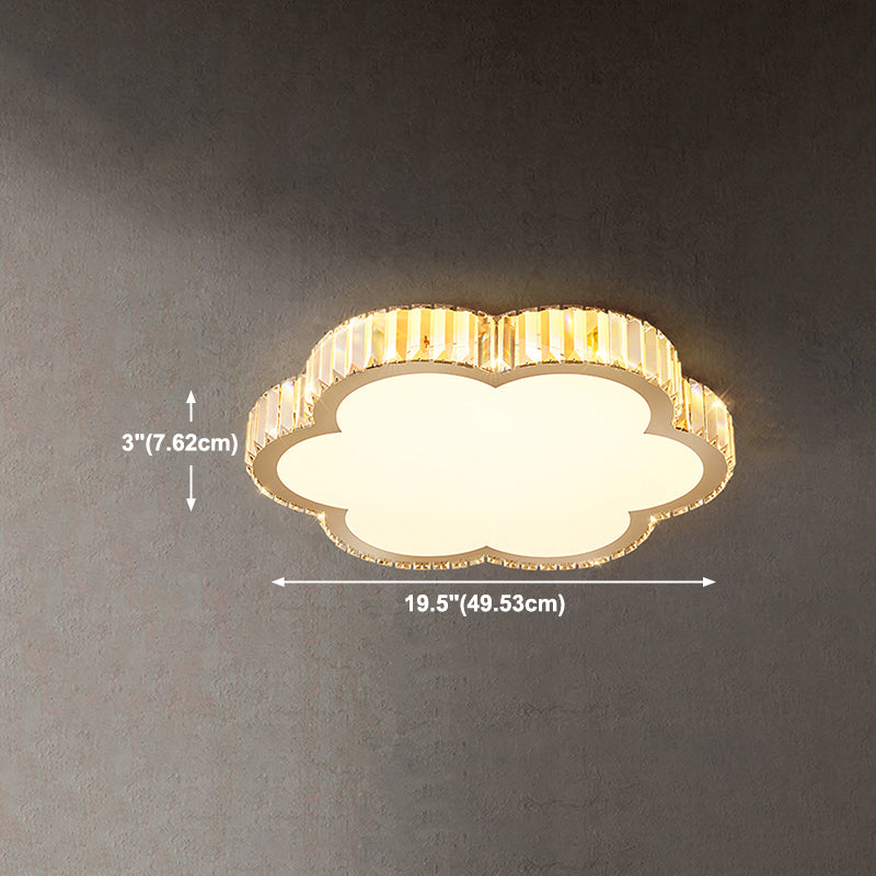 Plafonnier LED en cristal, luminaire de plafond minimaliste doré pour chambre à coucher