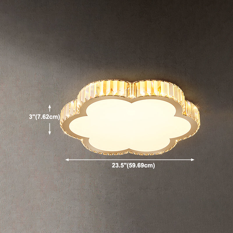 Crystal LED Flush Ceiling Light Minimalist Gold Bedroom Flush Light Fixture