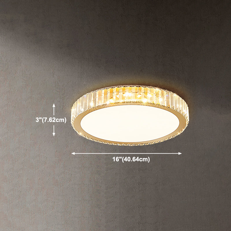 Plafonnier LED en cristal, luminaire de plafond minimaliste doré pour chambre à coucher