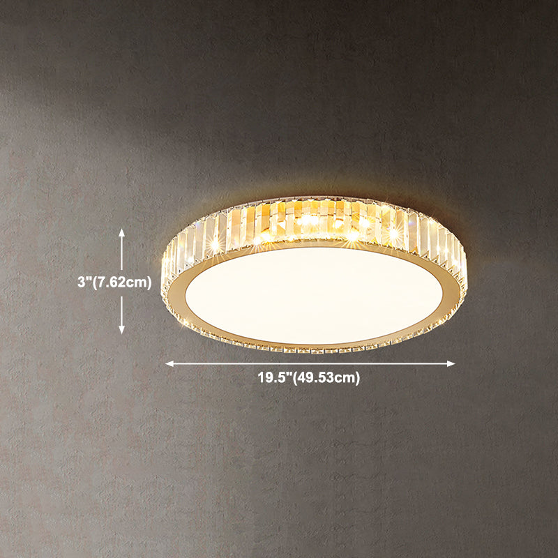 Plafonnier LED en cristal, luminaire de plafond minimaliste doré pour chambre à coucher